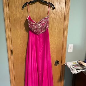 Hot pink sequin design prom dress